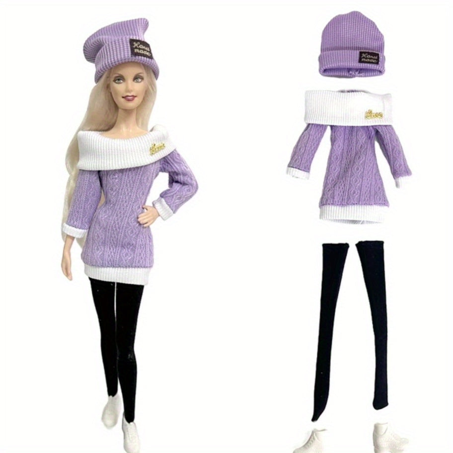 Purple Princess Outfit for 1 6 Scale Dolls Includes Dress Tops & Pants Set