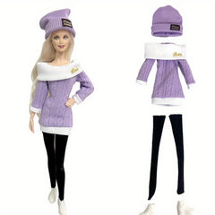 Purple Princess Outfit for 1 6 Scale Dolls Includes Dress Tops & Pants Set