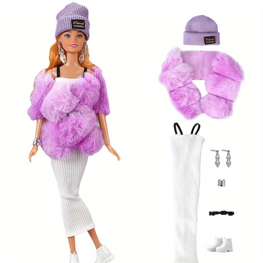 Purple Princess Outfit for 1 6 Scale Dolls Includes Dress Tops & Pants Set