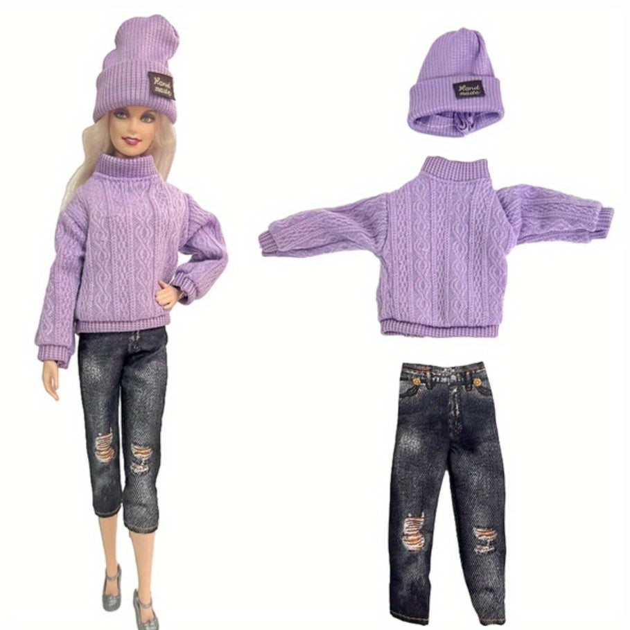 Purple Princess Outfit for 1 6 Scale Dolls Includes Dress Tops & Pants Set
