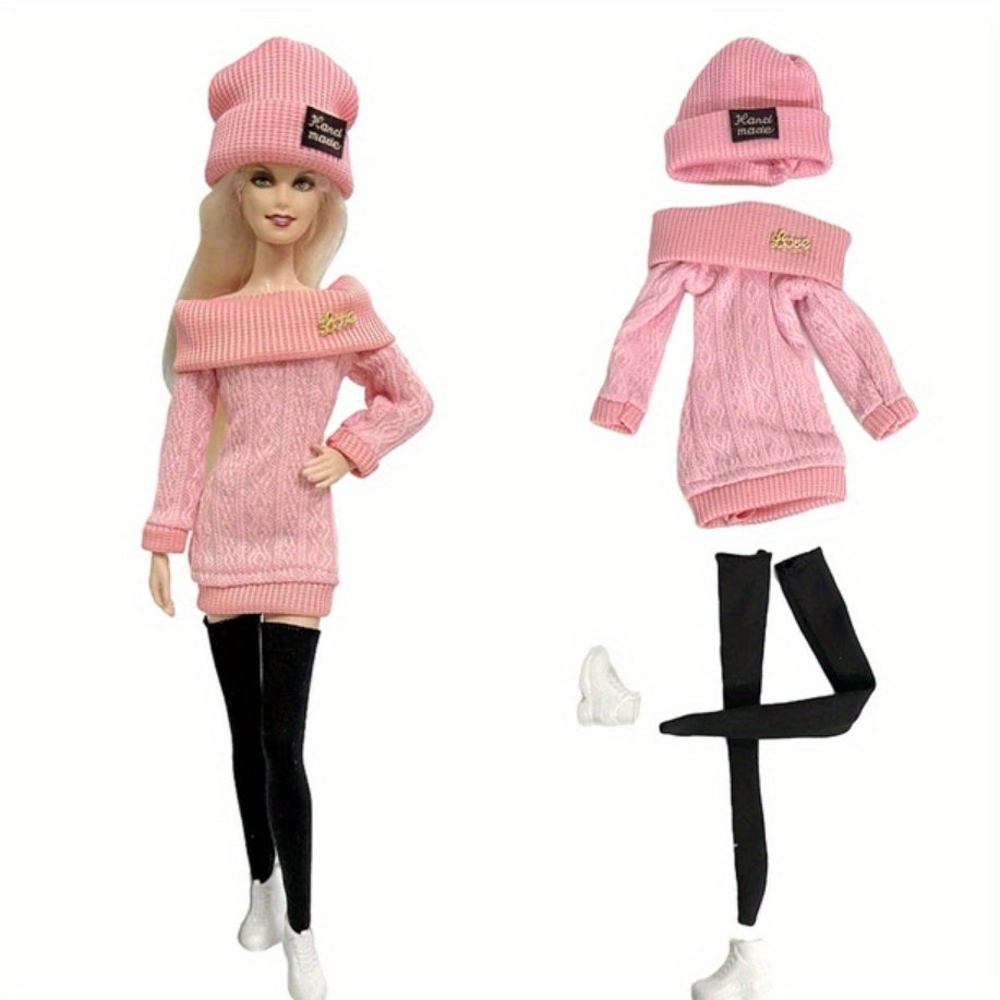 Pink Princess Beach Sun Hat & Clothes For 11.8 Inch Doll