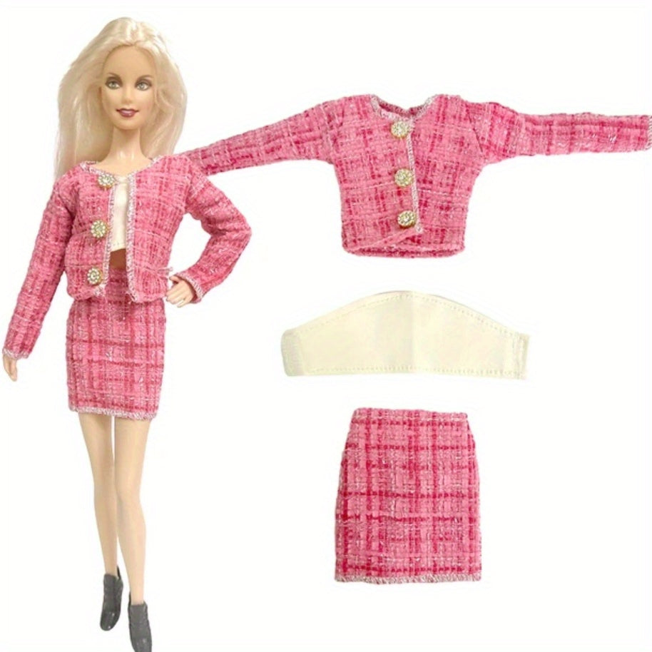 Pink Princess Beach Sun Hat & Clothes For 11.8 Inch Doll
