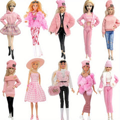 Pink Princess Beach Sun Hat & Clothes For 11.8 Inch Doll