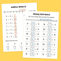LACHILLY Number Lines Math Workbook Addition & Subtraction 0-20