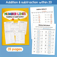 Math Workbook for Kids Ages 6-8 - Number Lines Addition & Subtraction