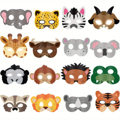 16pcs Animal Masks Party Favors Jungle Safari Theme Birthday Dress Up