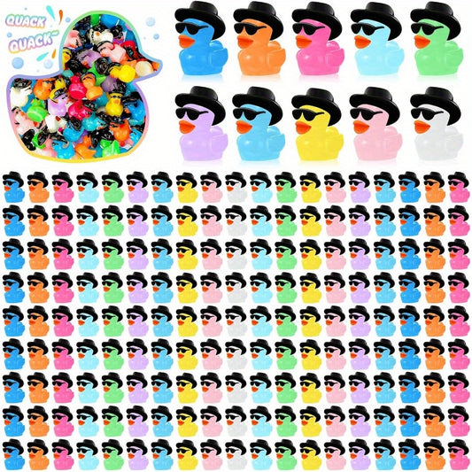 Mini Resin Cowboy Ducks with Glasses ABS Figures for DIY Decorations
