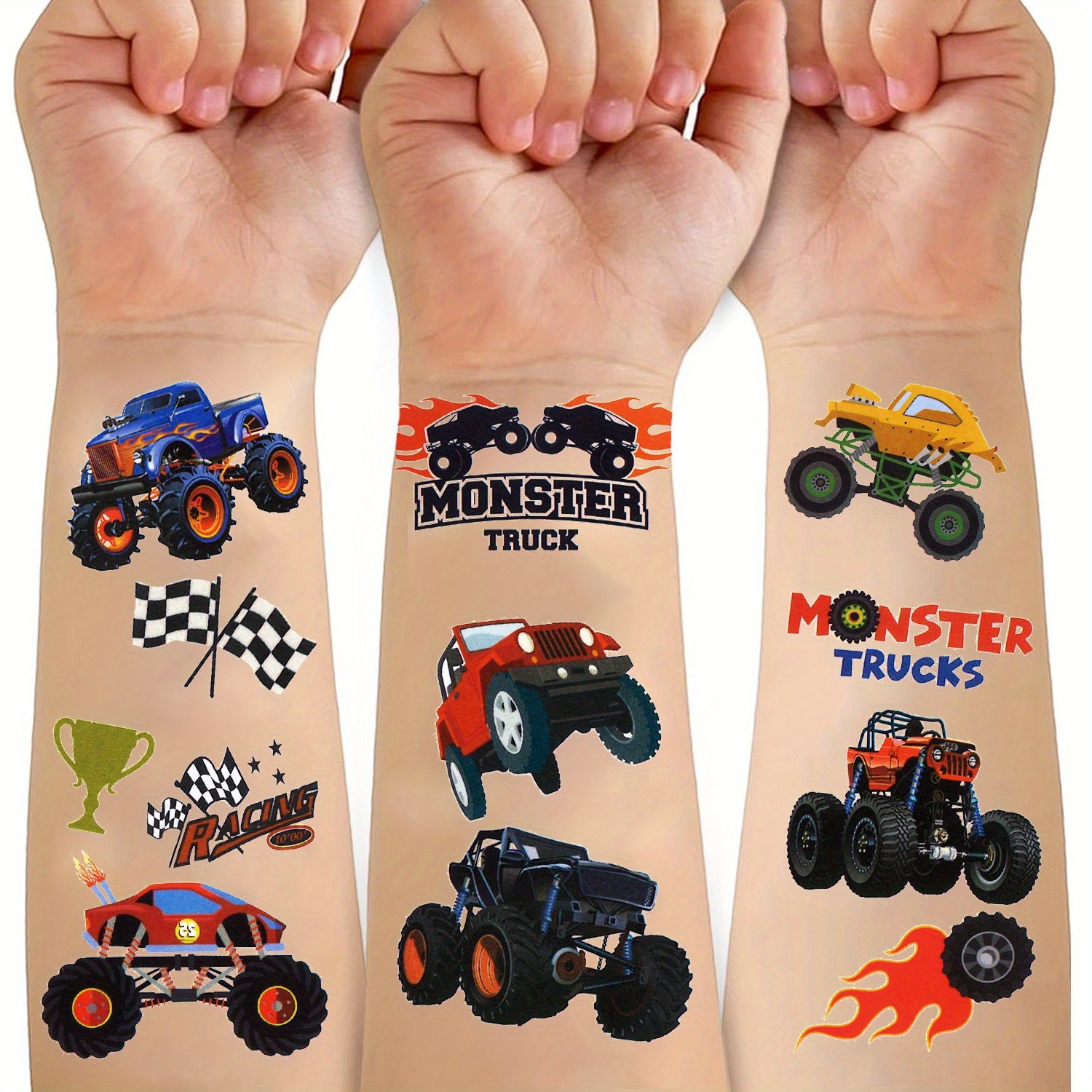 10 Waterproof Racing Car Temporary Tattoo Stickers