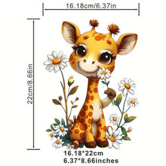 Giraffe Iron On Patch Flower Sticker DIY Heat Press Transfer HTV Vinyl Decal