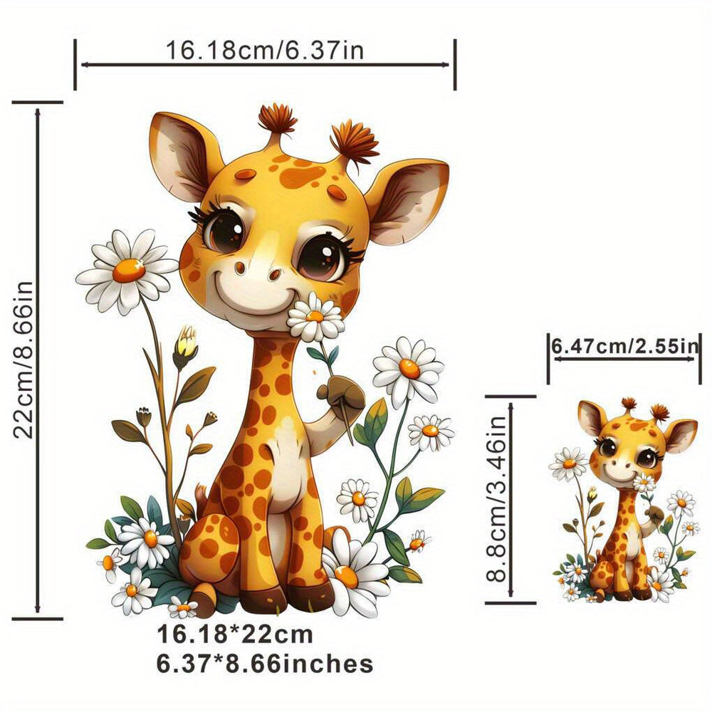 Giraffe Iron On Patch Flower Sticker DIY Heat Press Transfer HTV Vinyl Decal