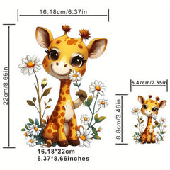 Giraffe Iron On Patch Flower Sticker DIY Heat Press Transfer HTV Vinyl Decal