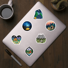 500pcs Camping & Nature Sticker Roll Vinyl Decals 10 Designs