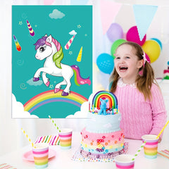 Corner Unicorn Party Game with 34pcs Unicorn Supplies - Wall Decor