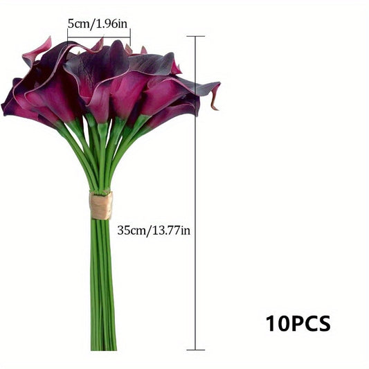 10pcs Real Touch Calla Lily Bouquet for Weddings & Home Decor