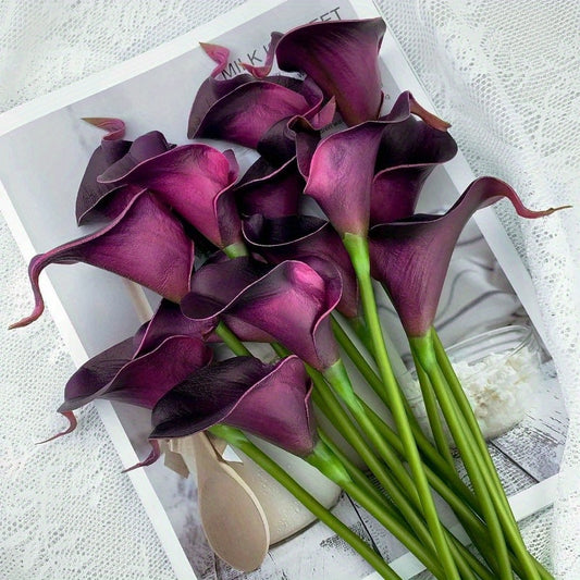 10pcs Real Touch Calla Lily Bouquet for Weddings & Home Decor