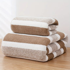 Striped Towel Set Ultra Fast Quick Dry Absorbent Plush