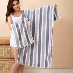 Striped Towel Set Ultra Fast Quick Dry Absorbent Plush