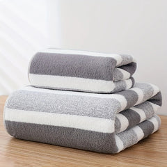 Striped Towel Set Ultra Fast Quick Dry Absorbent Plush