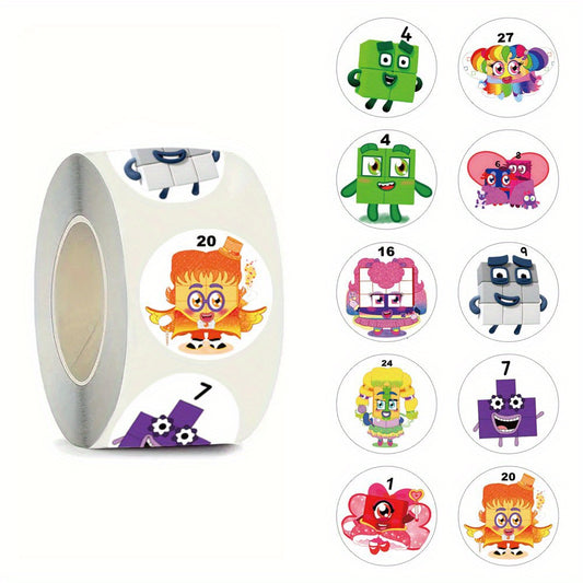 500pcs Cartoon Number Blocks Puzzle Stickers for Laptop Bottle Truck Phone