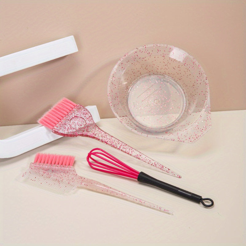 4pcs Highlighting Set for Hair Styling, Dye Comb & Brush, Transparent Design