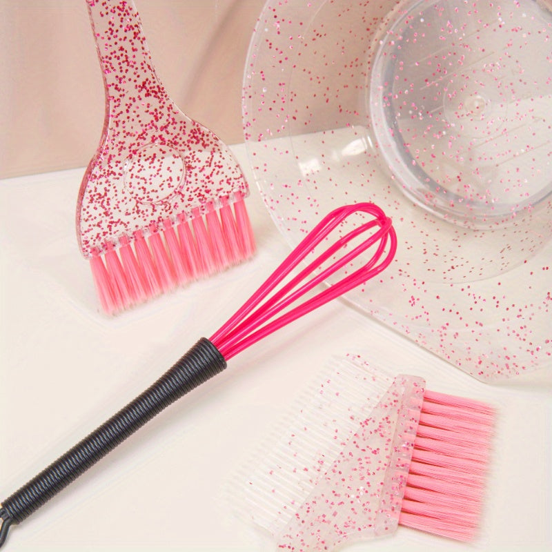 4pcs Highlighting Set for Hair Styling, Dye Comb & Brush, Transparent Design