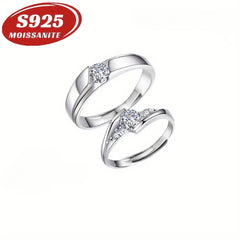 Adjustable Couple Rings Set 925 Sterling Silver 0.5ct Moissanite Vintage Mi