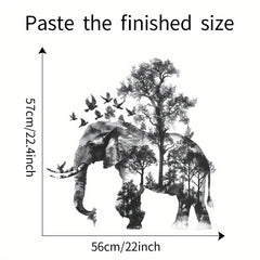 African Elephant & Birds Silhouette Wall Decals - Nordic Style Vinyl Transfer