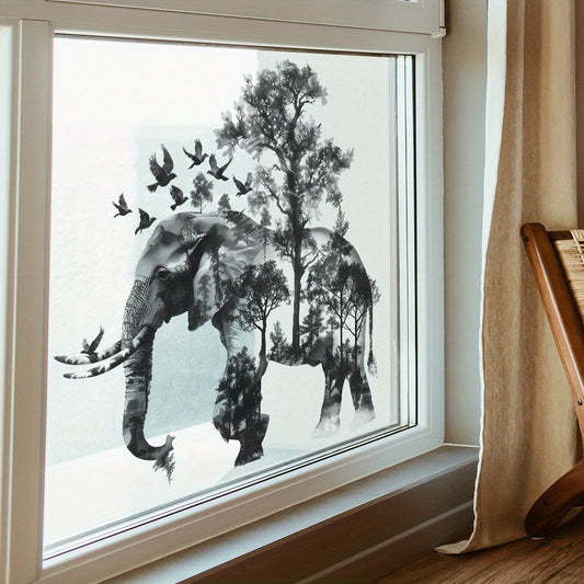 African Elephant & Birds Silhouette Wall Decals - Nordic Style Vinyl Transfer