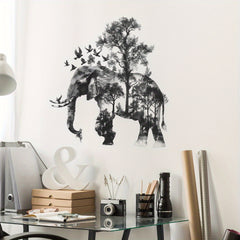African Elephant & Birds Silhouette Wall Decals - Nordic Style Vinyl Transfer