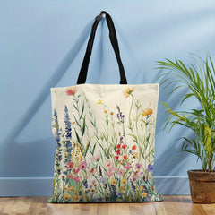 Large Floral Canvas Tote Bag Lightweight Handbag for Daily Shopping