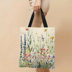 Large Floral Canvas Tote Bag Lightweight Handbag for Daily Shopping