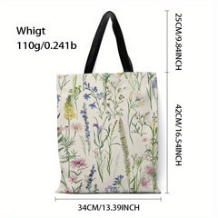 Large Floral Canvas Tote Bag Lightweight Handbag for Daily Shopping