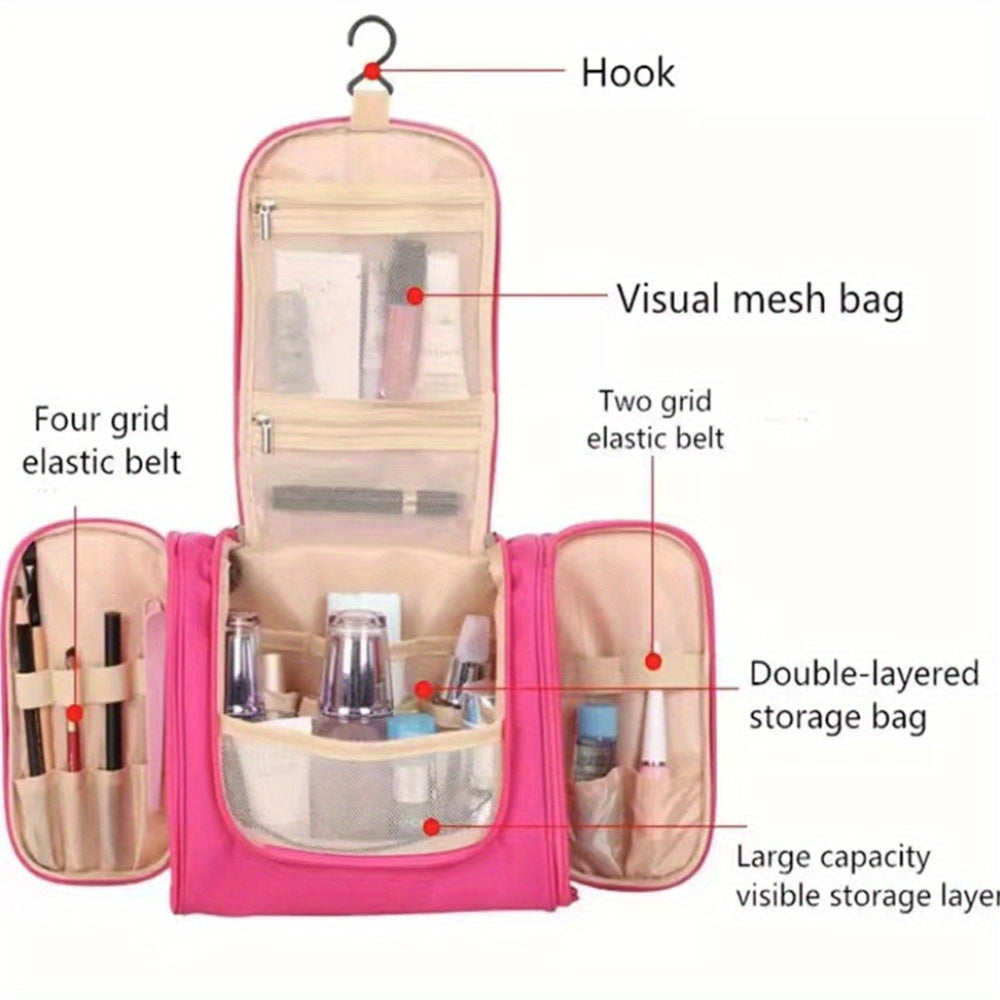 Toiletry Bag w/ Hanging Hook Makeup Travel Organizer Shampoo Toiletries