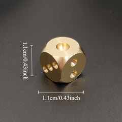 3pcs Solid Brass Mahjong Dice Golden Copper Metal w/ Engravings