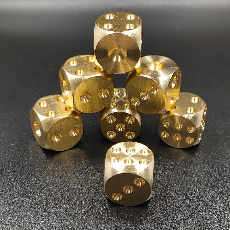 3pcs Solid Brass Mahjong Dice Golden Copper Metal w/ Engravings