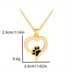 Dog Paw Print Necklace Heart Pet Memorial Gift