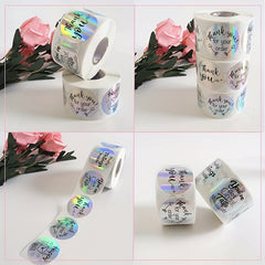 500 Rainbow Laser Thank You Labels Roll