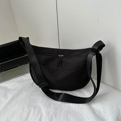 Women's Nylon Hobo Sling Bag Solid Crescent Crossbody Waterproof Half Moon Bag