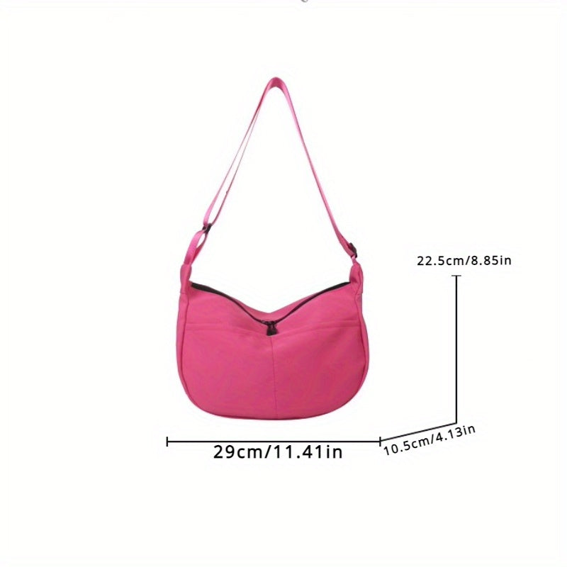 Women's Nylon Hobo Sling Bag Solid Crescent Crossbody Waterproof Half Moon Bag