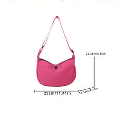 Women's Nylon Hobo Sling Bag Solid Crescent Crossbody Waterproof Half Moon Bag