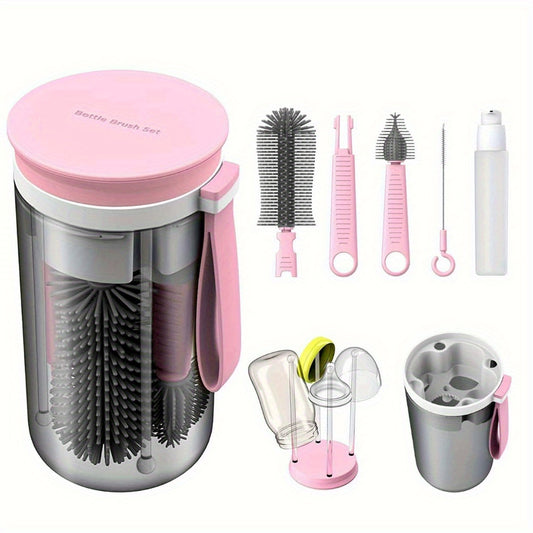 Silicone Milk Bottle Brush Set with Draining Rack