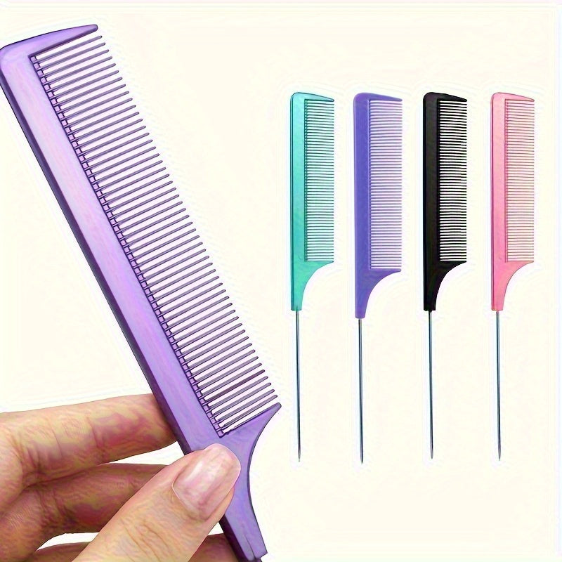 Rat Tail Teasing Comb Stainless Steel Pin Fine Tooth Hairbrush