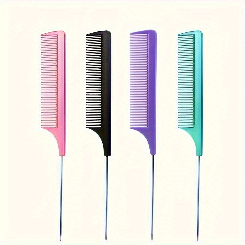 Rat Tail Teasing Comb Stainless Steel Pin Fine Tooth Hairbrush