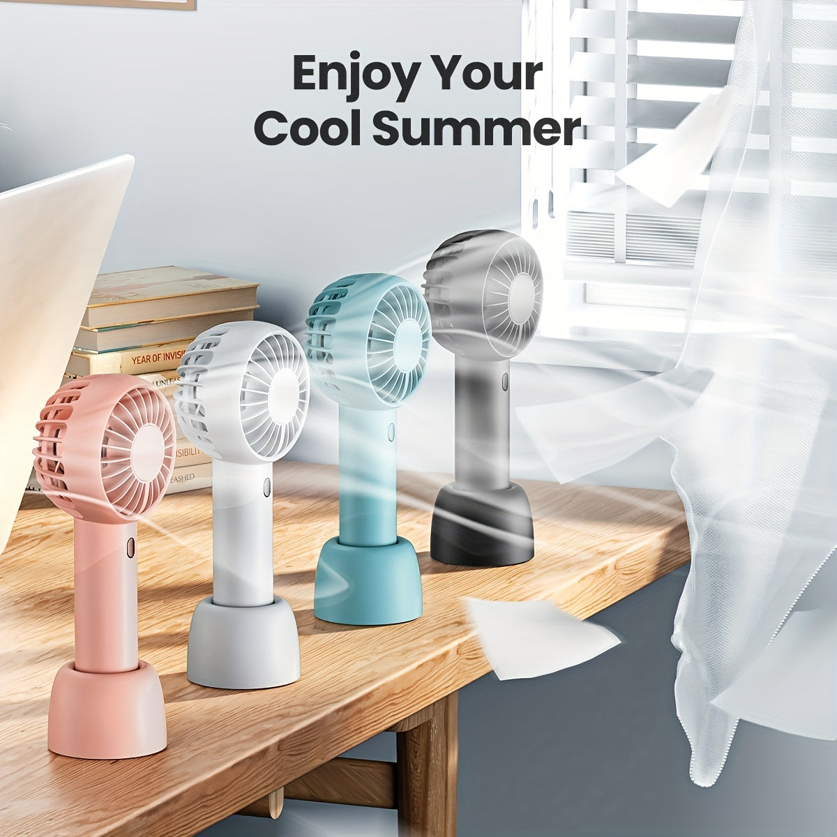 Mini Portable Fan Dual Motors Handheld Fan 3 Speed USB Rechargeable Fan