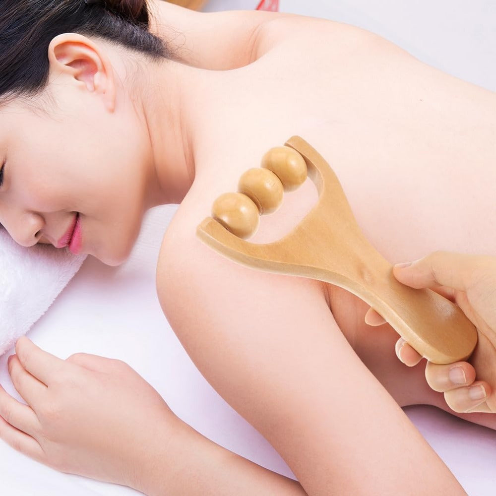 Wooden Massage Tool Set for Full Body Relaxation with Gua Sha Board