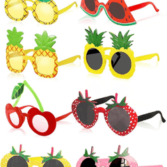 8Pcs Luau Party Fruit Shaped Glasses Hawaiian Beach Photo Booth Props