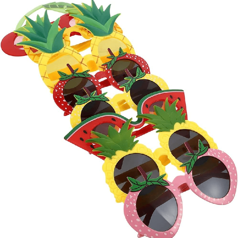 8Pcs Luau Party Fruit Shaped Glasses Hawaiian Beach Photo Booth Props