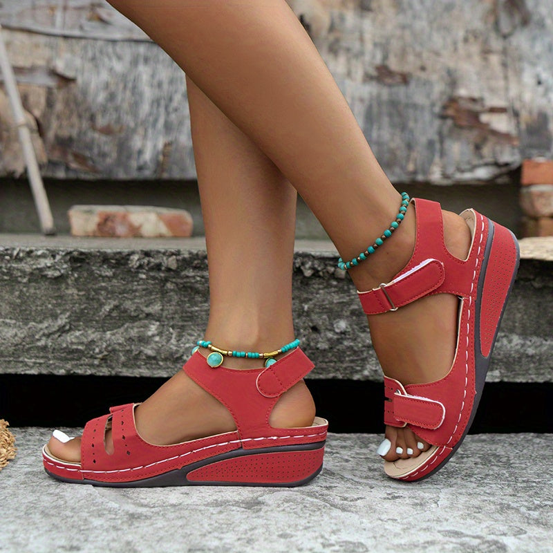 Open Toe Casual Wedge Sandals Ankle Strap Buckle Summer Sports Sandals