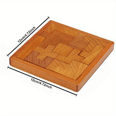 Busaurus Wooden Brain Teaser Puzzle Deep Brown for Adults