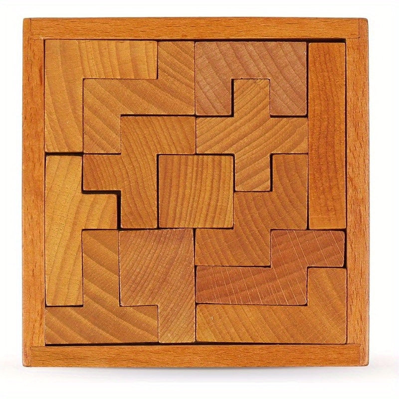 Busaurus Wooden Brain Teaser Puzzle Deep Brown for Adults